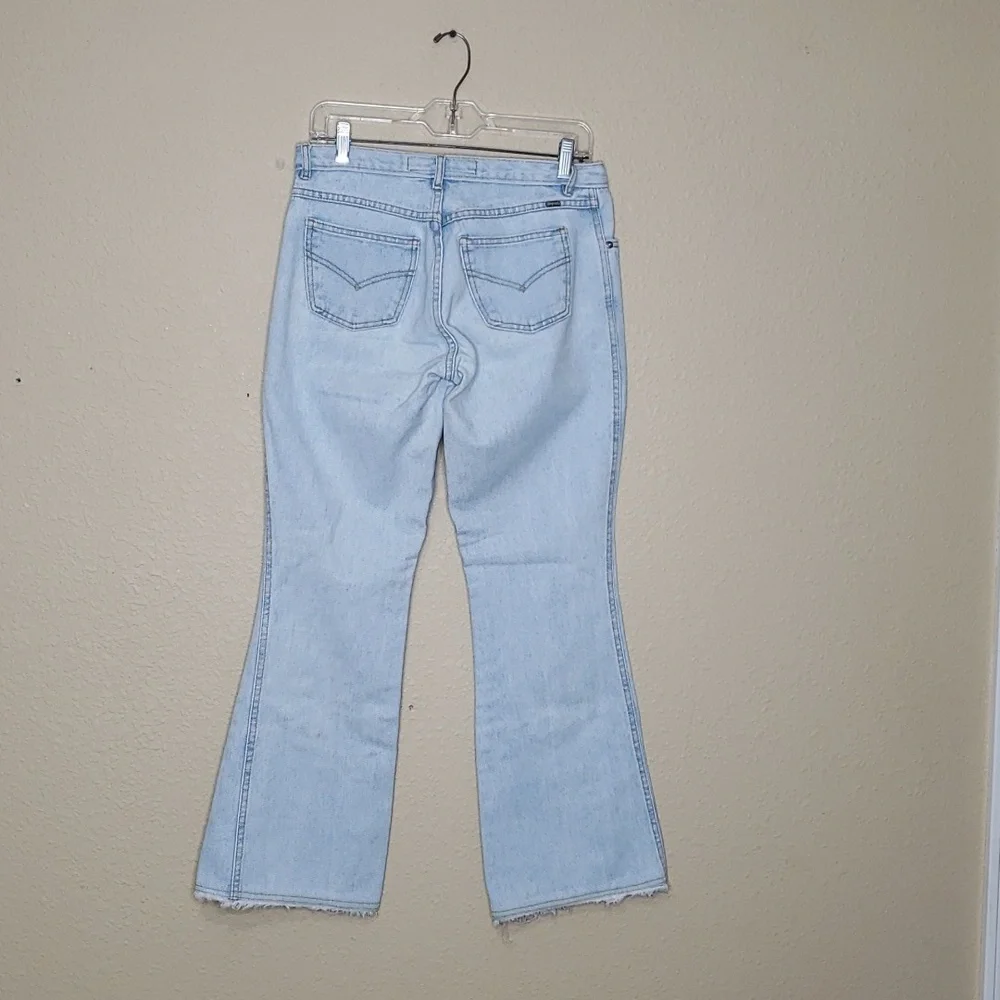 Impacto 100% Cotton Boot Cut Floral Embroidered Jeans Size 42 Hippie Y2K Frayed